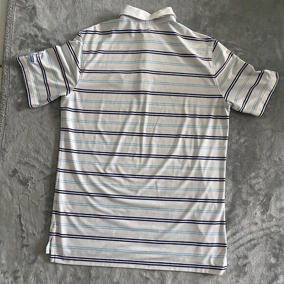 Stitch Striped Men's‎ Performance Golf Polo Size Medium Logo Riviera Golf Course - Picture 12 of 12